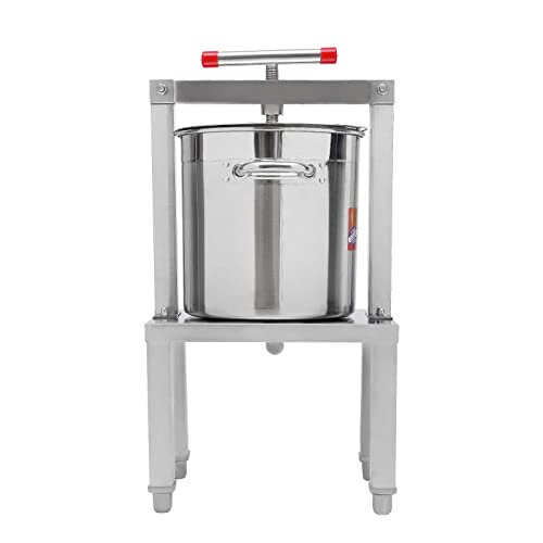 Fruit Wine Press 3.5Gallon/13.25L Manual Juice Maker Stainless Steel Fruit and Wine Press Nature Juice Making Press Machine with T-Handle for Cider Apple Grape Tincture Vegetables Honey Cheese