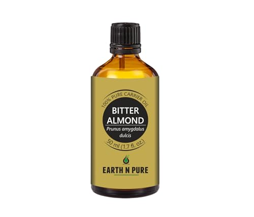 Image of Earth N Pure Bitter Almond Oil for Skin Care, Hair Care & Massage | for DIY, Aromatherapy & Beauty Use | Premium Quality, Cold Pressed, Multi-Purpose Oil 50ml