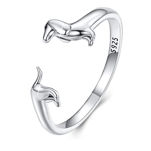 Dachshund Open Rings for Women S925 Sterling Silver
