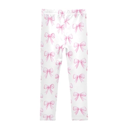 Wusikd Pink Bows Girls' Leggings Toddler Doodles White Color Kids Yoga Pants Dance Active Tights 4T2