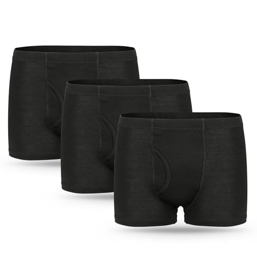 3er Pack Inkontinenz Pants Männer, Waschbare Herren-Boxershorts aus Baumwolle mit 300 ml saugfähiger Einlage Wiederverwendbare saugfähige Unterwäsche für Männer Schwarz Größe M