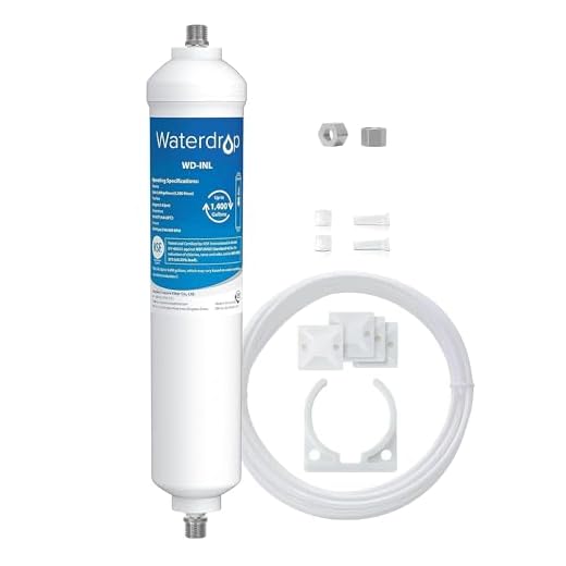 Waterdrop Inline Ice Maker and Refrigerator Filter, NSF Certified High Capacity Drinking Water Filtration System with Direct Connect Fittings, Reduces Chlorine, Bad Taste & Odor