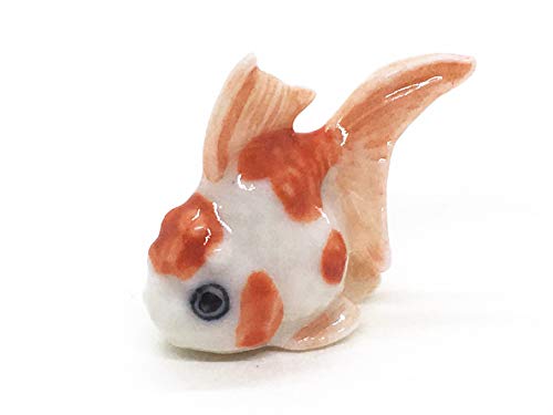 WitnyStore Very Small Ceramic 0.7" Tall Goldfish Miniature Figurine Baby Gold Fish Tiny Animals Cute Souvenir Collectibles