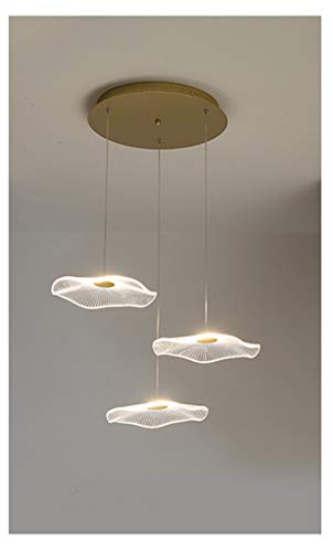 Lampe Suspendue LED Éclairage D'îlot Cuisine Moderne 3000K-6500K Suspension Acrylique Abat-Jour Loft Lustres Feuille Lotus Luminaire Plafond Créatif Cuisine/Salle Manger/Couloir/Chambre,3Heads/Round