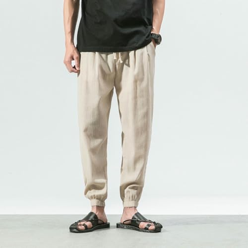 Men's Summer Japanese Style Casual Chinese Lantern Cotton Linen Harem Jogger Long Pants2