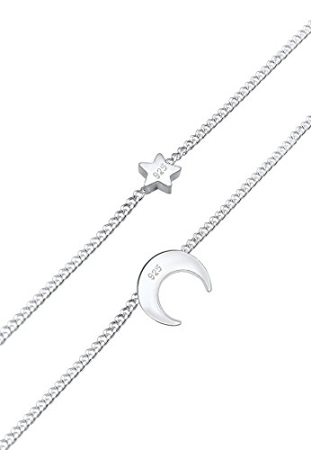 Elli Collana Donne Girocollo Strati Astro Stelle Mezza Luna in Argento Sterlino 925