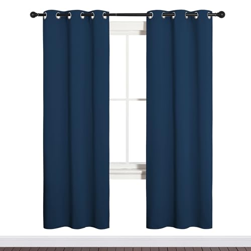 Image of NICETOWN Bedroom Curtain Panels Blackout Draperies, Thermal Insulated Solid Grommet Blackout Curtains /Drapes (Moroccan Blue, 1 Pair, 34 by 72-inch)