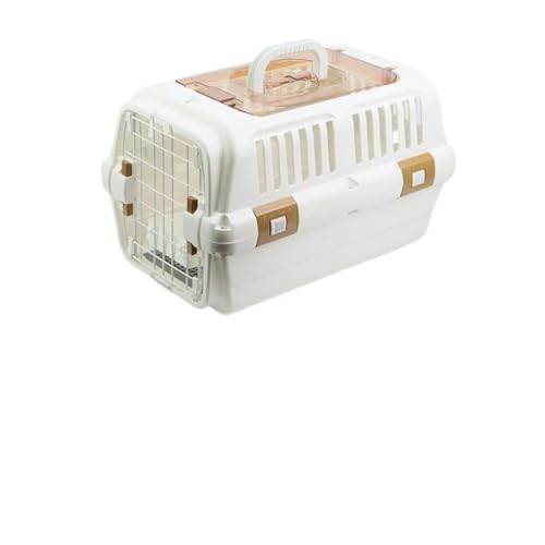 TAIUTYUペットケージドライバー、小型犬用テイクオフ、2サイズ、天窓付き、猫用キャリア、小動物用キャリア、ハンドル付き、屋内用 (大きい-天窓,ホワイト)