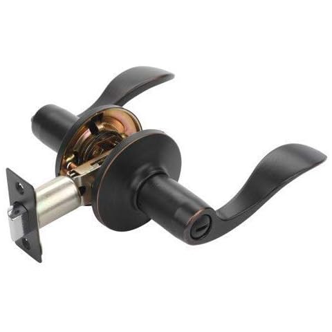 Single Cylinder Wave Style Privacy Lever Handle, Fully Reversible Interior Lever - 6 4 6 1 O R B (B K) (Privacy Lever, Oil Rubbed Bronze) Cover