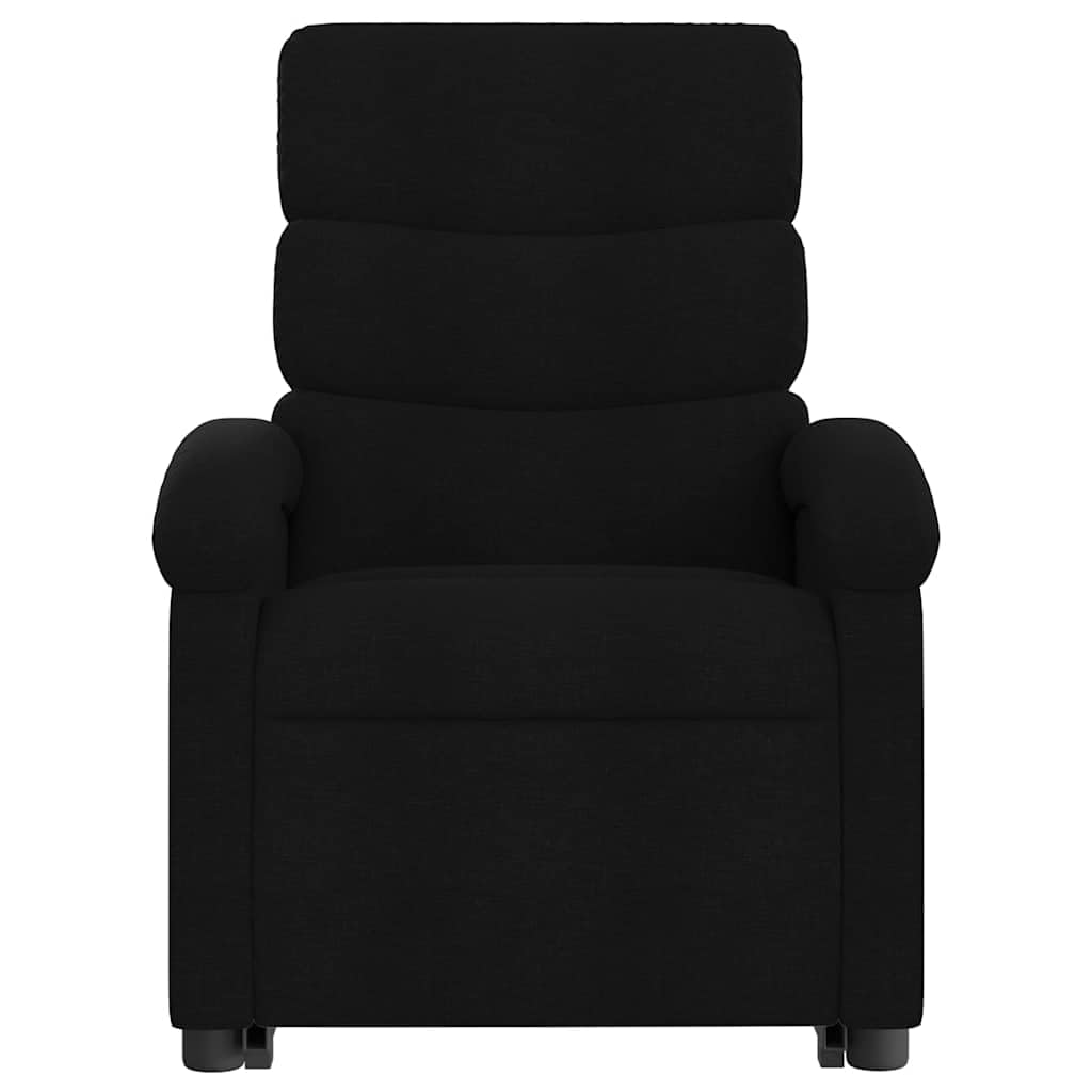 Sillón elevador eléctrico eléctrico negro de tela con 6 puntos de masaje y función reclinación 135 grados, cómodo y estable para adultos, asiento acolchado con marco
