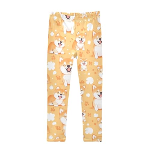 Shiba Inu Dogs Girls Leggings,Workout Leggings for Girls Toddler Athletic Legging Size for 3-10T