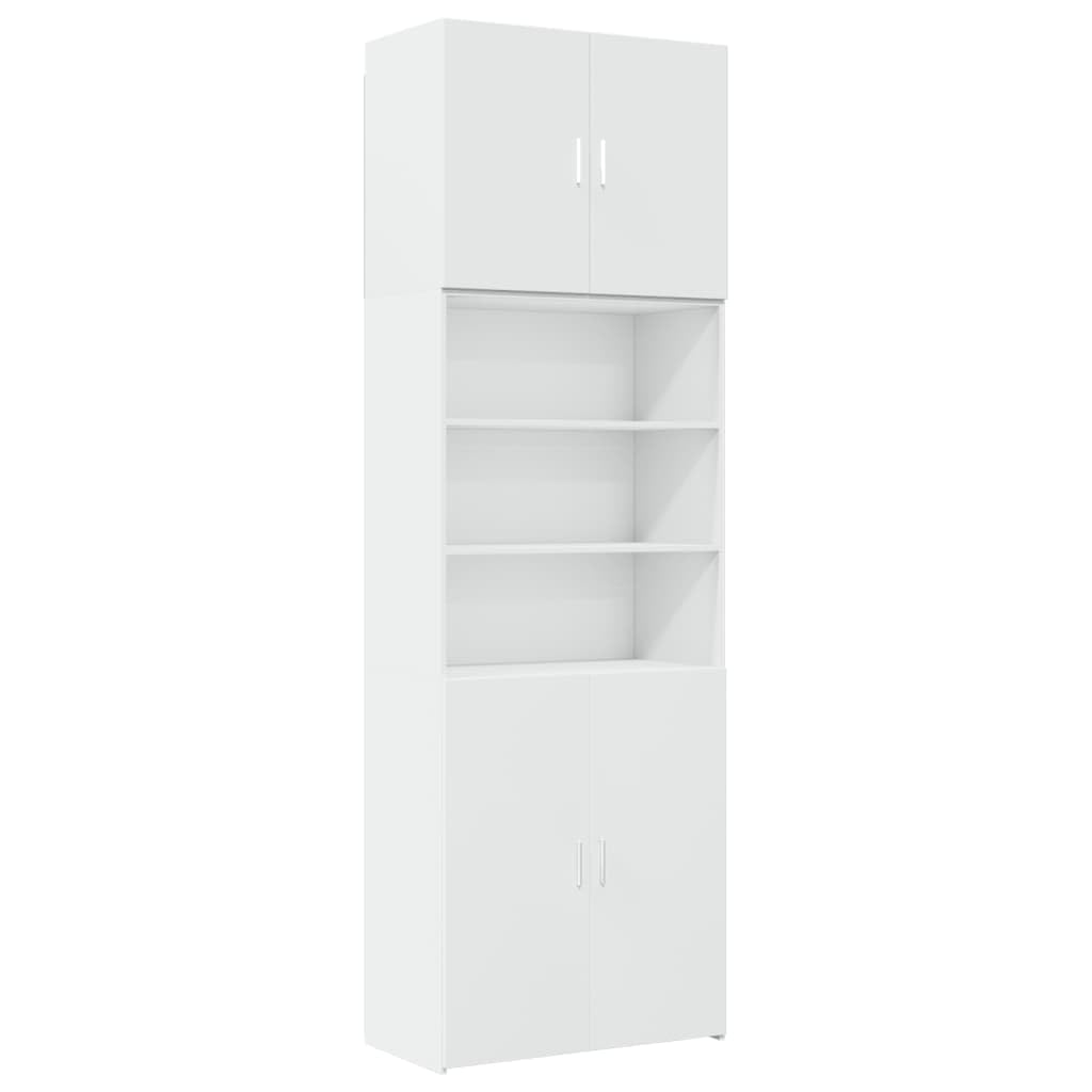 Armadio alto, 80 x 42,5 x 249 cm, in legno | Armadio alto versatile bianco con scomparti aperti e ante per soggiorno, camera da letto e corridoio.