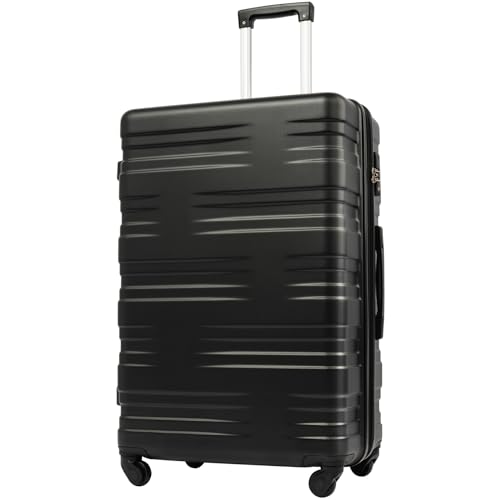 Lightweight 24 Inch Hard Shell Travel Suitcase with Spinner Wheels, Expandable Capacity, TSA Lock and Adjustable Telescoping Handle (Black)