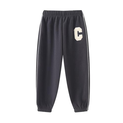 Toddler Kids Boy Stripe Sweatpants Fleece Athletic Trousers Childs Boys Trendy Stretchy (01-Dark Gray, 6-7 Years)