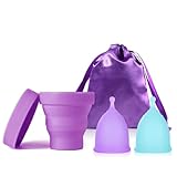 Ginalaia Copa menstrual pequeña con taza de almacenamiento plegable, cómodas de usar durante 12 horas (S+XS)