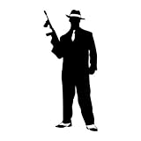 Ranger Products Gangster Tommy Gun Silhouette Car Window Decal Sticker (White Color Decal) - Die Cut Decal Bumper Sticker for Windows, Cars, Trucks, Laptops, Etc.