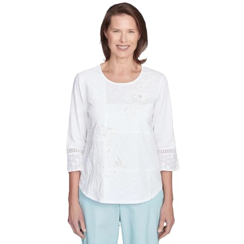 Alfred Dunner ST. Thomas Women's Lace Patchwork Embellished Sleeve Top