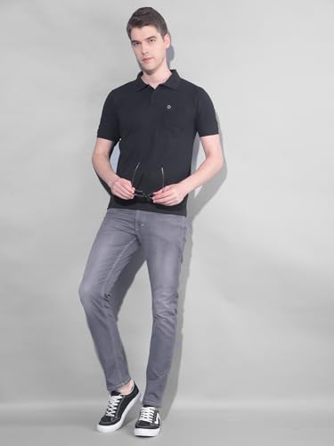 Image of Dollar Men's Pack of 1 Solid Cotton Blend Polo Neck T-Shirt