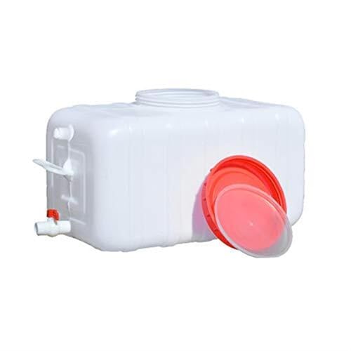 JIESOO Depósito de agua de plástico de grado alimenticio, cubo horizontal grueso con válvula de cubierta, para el hogar, jardín y uso industrial, cómodo de llevar (100 L)