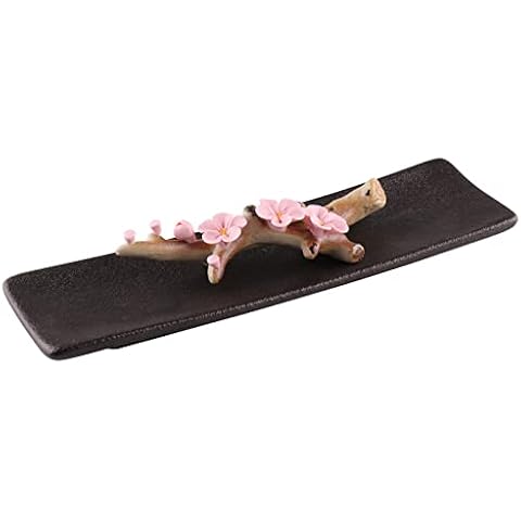 Kokorona Incense Holder for Sticks Ceramic Peach Blossom Ash Catcher Incense Stick Burner Handmade Incense Tray for Yoga Meditation Home Decor, Pink Cover