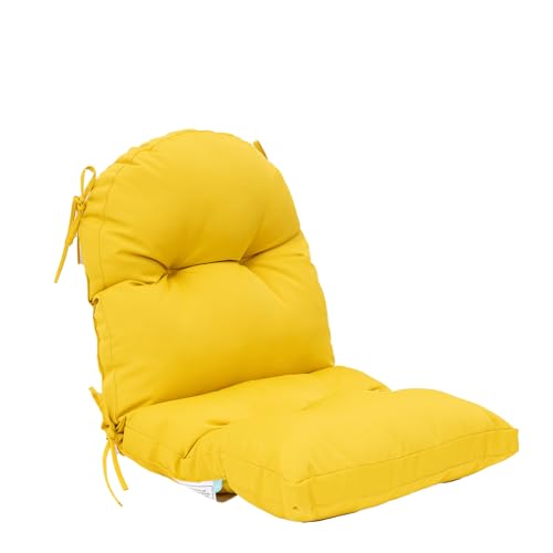 Image of QILLOWAY Tufted Outdoor Chair Cushion Set of 4, Waterproof 43x20x4 Inch Non Slip Replacement Pad for Wicker Lounge Patio Furniture, Yellow