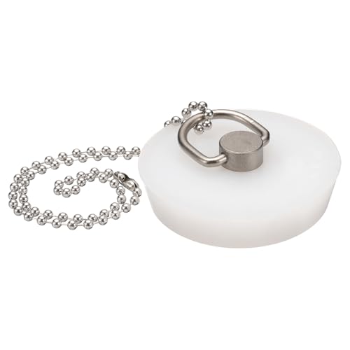 QUARKZMAN Tapones De Desagüe, Tapón De Bañera De Silicona con Anillo Colgante Y Cadenas De Cuentas De 15' para Bañera Cocina Baño (Blanco - 2.17' A 2.24')