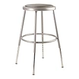 National Public Seating 6418H Grey Steel Stool with Vinyl Upholstered Seat Adjustable, 19