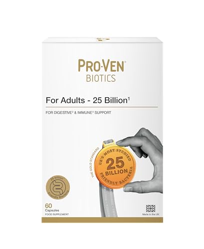 Pro-Ven Biotics for Adults Digestive Health & Immune System Support | 25 Billion CFU & Multivitamin Supplement | High-Strength Gut Support | 60 Capsules