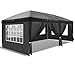 3x6 m Faltpavillon,Pavillon Pop-Up Faltpavillon,Wasserdicht, Sonnenschutz, Stabil Gartenzelt,Für Garten,Camping,Party (Schwarz (mit 4 Seitenwänden))