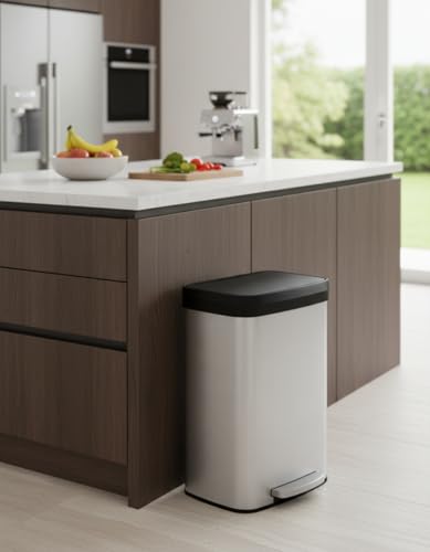 Garvee 16 gal / 60 L Stainless Steel Trash Can with Lid, Large Garbage Can for Kitchen, Rustproof Step-on Kitchen Metal Trash Bin with Liner Rim, Rear Handle, Soft Close Plastic Lid, Silver - image 8