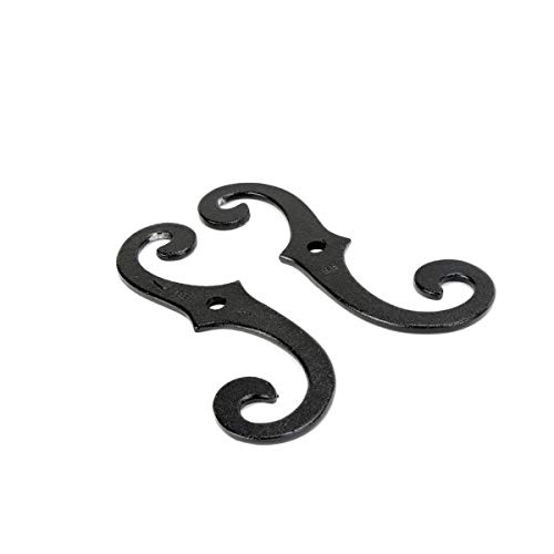 Pair Shutter Dog Black Aluminum Scroll 6 1/2 H | Renovator Supply - Thumbnail 3