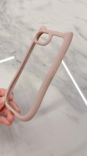 iPhone16E用 猫耳ケース みみ シンプル携帯ケースアイフォンケース iphone 韓国 くすみカラー シルエット 肉球形サイドボタン 猫好き PC クリア 手にフィット 透明 可愛いおしゃれ シンプルおしゃれ TPU かわいい スマホケース SE 人気 アクキー アクスタ 滑り止め 薄型 軽量 耐衝撃 レンズ保護 便利 猫 ケース 格安 (ピンク, Iphone16e)