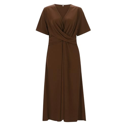 Robe de plage longue et ample en coton marron pour les vacances d'été