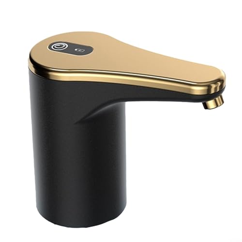 Gdfnmogo Bomba de agua eléctrica para dispensadores de bebida, bomba automática inalámbrica recargable de 1600 mAh para agua embotellada de 5 galones, material ABS, Compat (negro dorado)