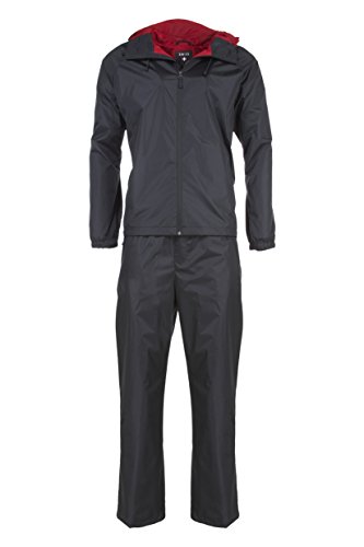 Swiss Alps Mens Ripstop Water-Resistant 2 Piece Rain Suit Black L