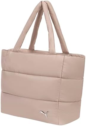 PUMA Women's Plush Soft Nylon Tote with Padded Straps, Zip Closure & Metal Logo Plaque, Rose Latte, One Size - 1