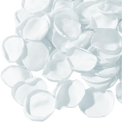 SOFPLATE 1 boîte de 200 pétales de Rose Artificiels en Soie Fausses Fleurs Blanches en Tissu Satiné Décoration Réaliste pour Panier de Mariage Allée...