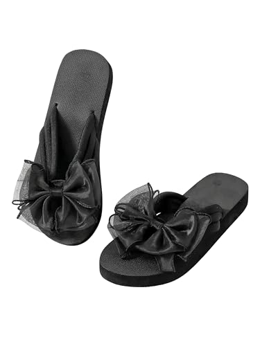 GORGLITTER Women's Bow Flip Flops Beach Flats Sandals 2025 Round Open Toe Slide Shoes