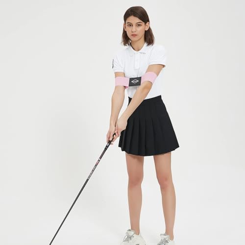 Image of Scott Edward Pro Golf Swing Training Aid, Swing Correcting Arm Band Correct Training Swing Gesture Alignment Practice Tool for Golf Beginners (Pink)
