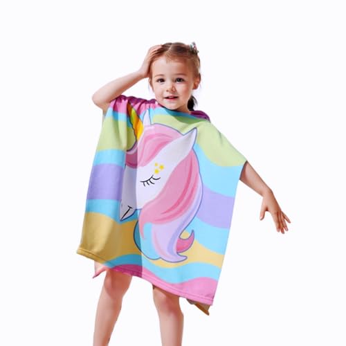 Image of Ultra Soft Kids' Towels with Hood for Bath Beach Pool Toddler Boy and Girl Swim Poncho Cover-ups Swimwear with Bag (Unicorn 4)
