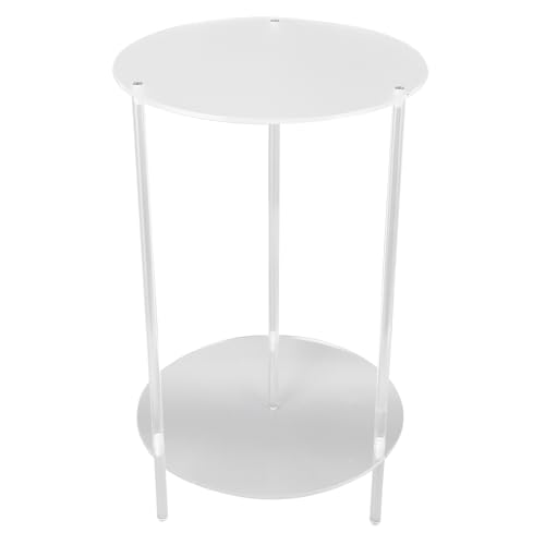 Mesita de noche de 2 niveles, mesa auxiliar de acrílico transparente, mesa auxiliar redonda pequeña y moderna para sala de estar, dormitorio, mesita de noche