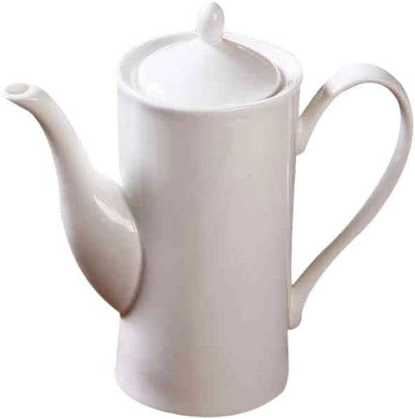 Tetera 650ML Bone China Tetera de gran capacidad Tetera de cerámica Cafetera de diseño simple Cafetera blanca con agujero de filtro Hervidor de té