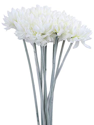 Image of Fourwalls Artificial Decorative Real Touch Mini Chrysanthemum Flower Sticks (Set of 8, White)