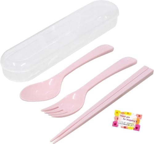 日本製 【箸 スプーン フォーク】 G&Bカトラリー3点セット 抗菌剤バクテキラー配合 携帯に便利 ランチ アウトドア キャンプ 学食 入院 介護 (ペールピンク)