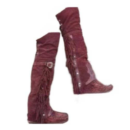 Cowboy Boots for Women Over the Knee Western Boots Embroidery Cowgirl Pull-On Pointy Toe & Wide Trending Fashion - Plus Size Retro Comfortable Walking Lightweight Running Standing All Day