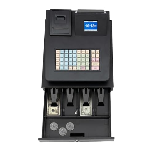 Image of 48-Button Cash Register, Cash Register Box Cash Register with Scanner for Restaurants and Supermarkets 14.2 x 13.2 x 10 Inch (Black)