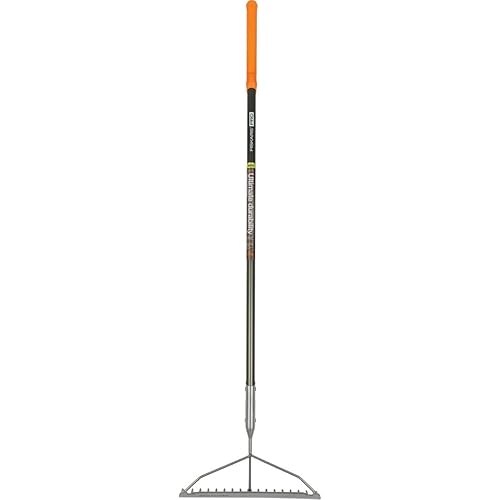 Fiskars 60" Pro Garden Rake for Soil with Lightweight Aluminum Handle, Heavy Duty Gardening Tool