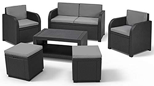 Allibert Modena Lounge Set, graphit/cool grey (poly cotton Kissen) + Cube w...