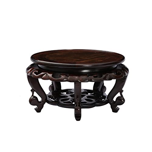 盆栽ベース オリエンタル花瓶ベースヴィンテージラウンド木製ディスプレイスタンド実用的なティーポット花瓶奇数石盆栽鉢植えホームオフィスの装飾用 台座スタンド