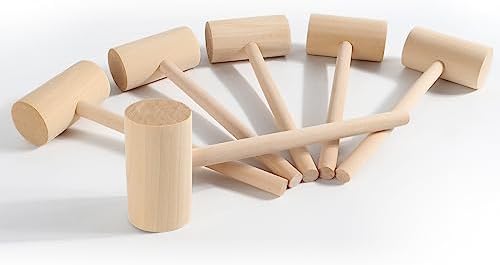 6Pack Large Wooden Mallet Seafood Hammers for Cracking Crab Lobster Shellfish, Wooden Hammer for Breakable Chocolate Heart Smash
